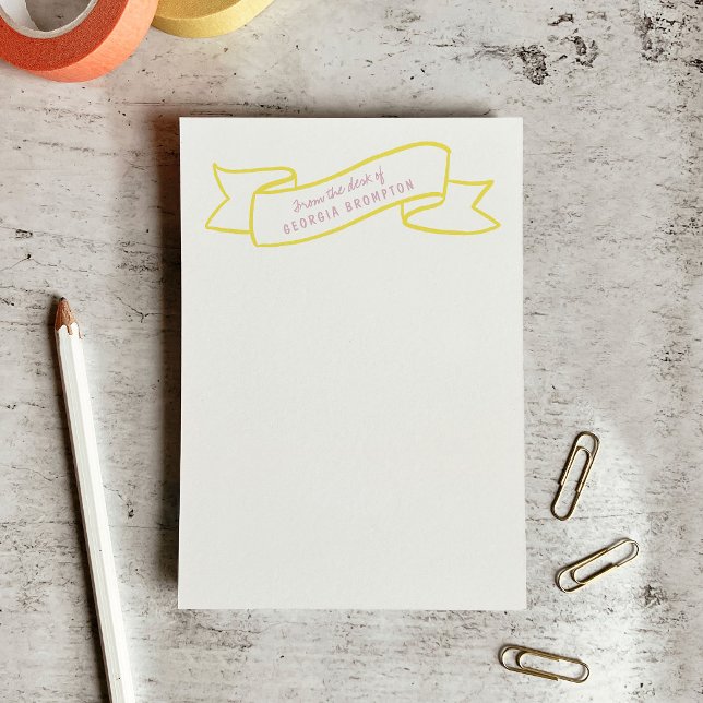 Post-it® Bannière jaune violet violet nom personnalisé (Yellow Banner Violet Purple Personalized Name Post-it Notes)