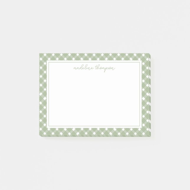 Post-it® Basic Gingham Sage Green Border (Devant)