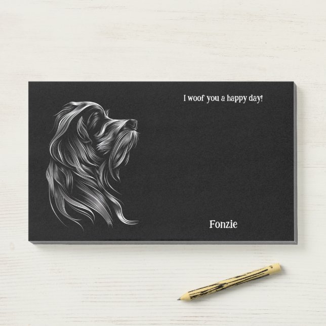 Post-it® Basset Griffon Vendeen Art Abstrait Nom du chien (Sur un bureau)