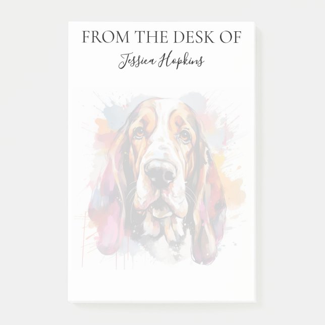 Post-it® Basset Hound Lover Monogrammed Dog (Devant)