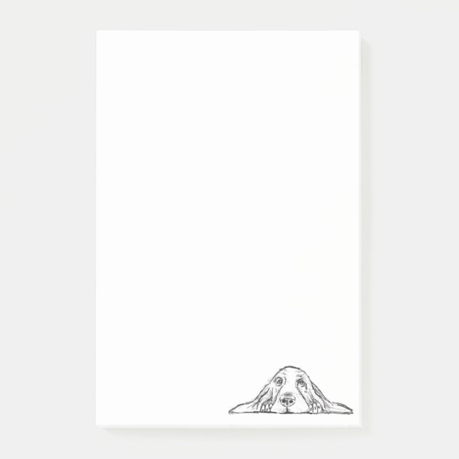 Post-it® basset hound noir blanc simple yeux de chiot   (Devant)