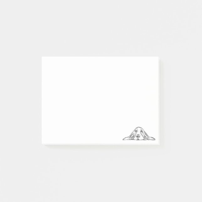 Post-it® basset hound noir blanc yeux de chiot simple (Devant)
