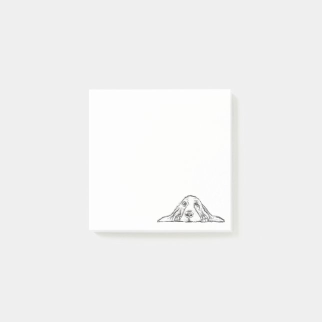 Post-it® basset hound noir blanc yeux de chiot simple (Devant)