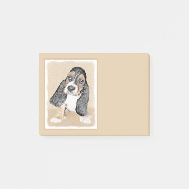 Post-it® Basset Hound Peinture Chiot - Art Chien original (Devant)
