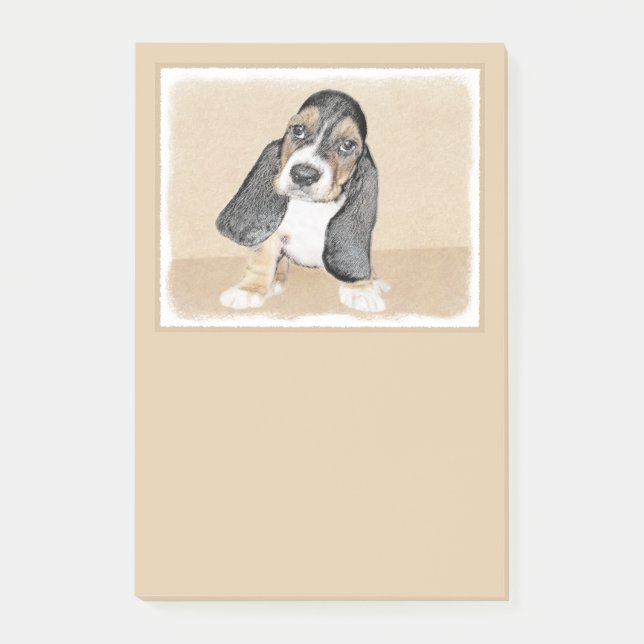 Post-it® Basset Hound Puppy Peinture - Art original de chie (Devant)