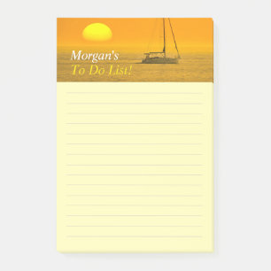 Post-it® Bateau à voile au coucher du soleil, message perso
