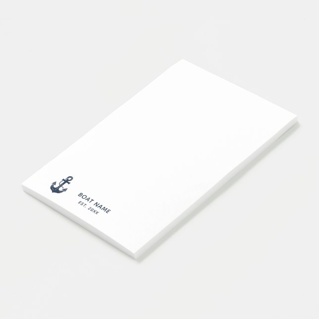 Post-it® Bateau Nom Bleu Marine Nautilus Ancre (Incliné)