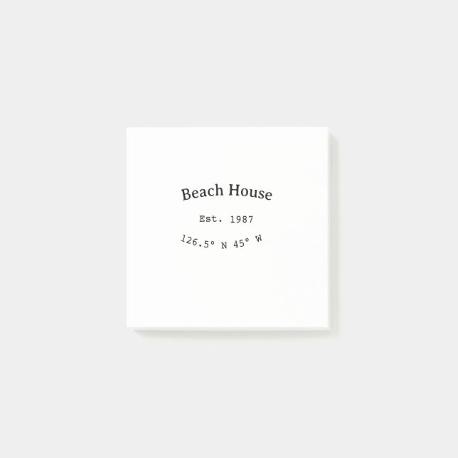 Post-it® Beach house et. Date année coordonnées personnalis (Devant)