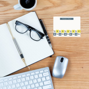 Post-it® Beagle Hound Dog & Paw Yellow & Blue Grid