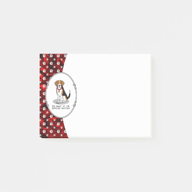 Post-it® Beagle pourri Spoché (tri couleur 3) Chien drôle (Devant)