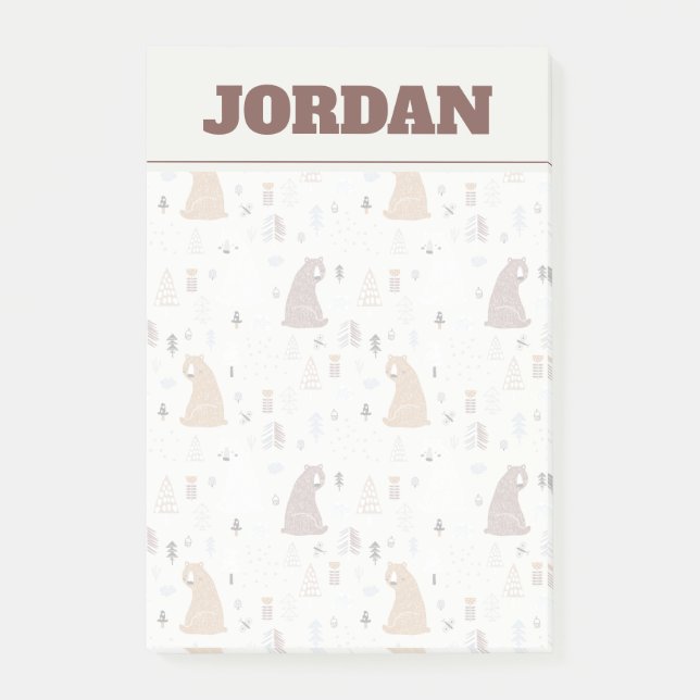 Post-it® Bears mignonne dans le Motif Woods (Devant)