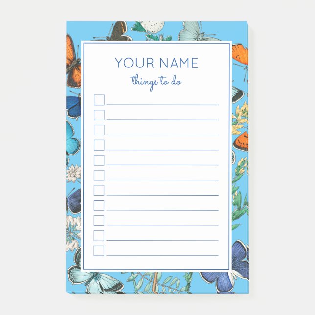 POST-IT® BEAU BUTTERFLITS BLEUS À FAIRE POST-IT NOTES (Devant)