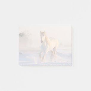 Post-it® Beau Cheval Blanc Galloping dans la neige