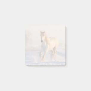 Post-it® Beau Cheval Blanc Galloping dans la neige