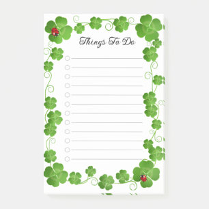 Post-it® Beau Clovers à quatre feuilles & Ladybugs Lined