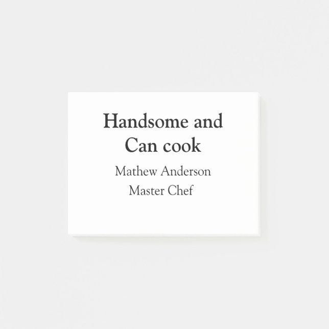 Post-it® Beau et peut cuisiner ajouter le nom du maître che (Devant)