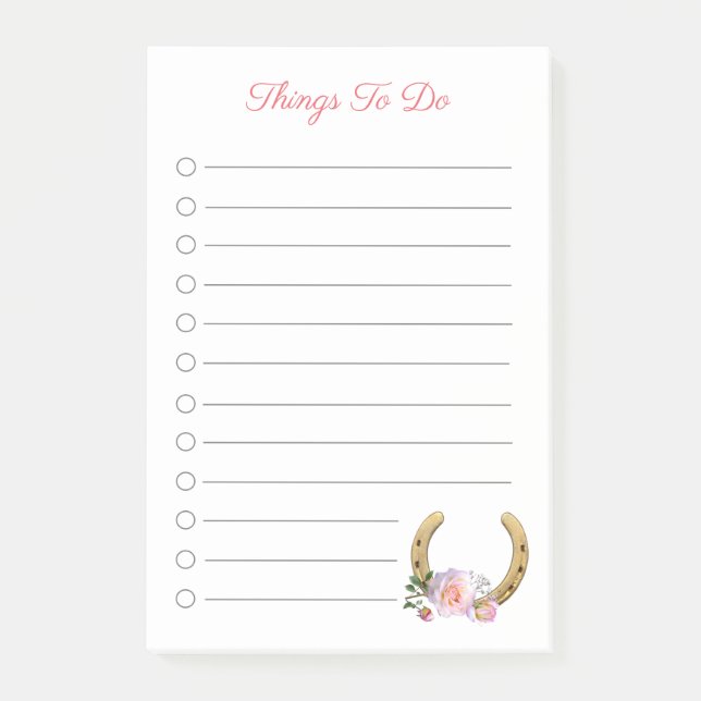 Post-it® Beau fer à cheval avec fleurs Que faire (Devant)