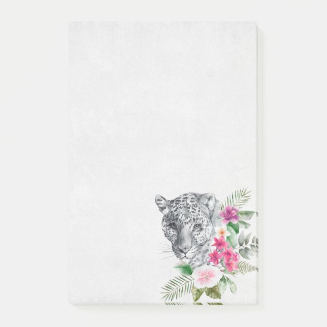 Post-it® Beau portrait de tête de léopard en aquarelle (Devant)