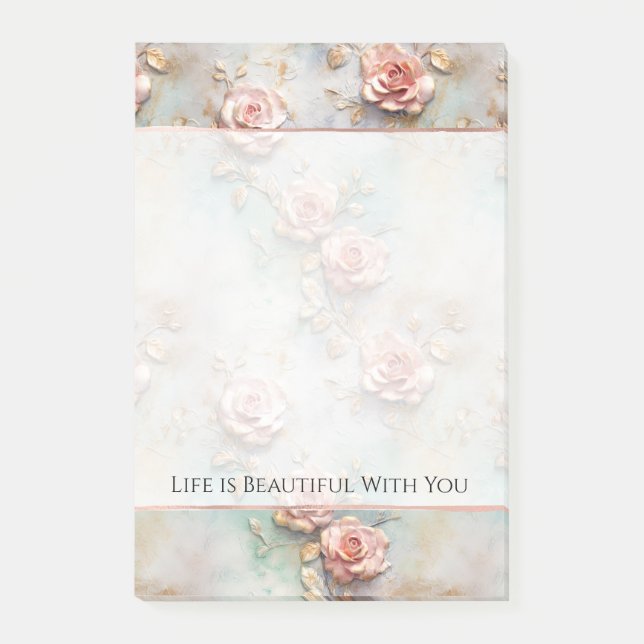 Post-it® Beau Romantique Rose rose rose Roses romantiques (Devant)