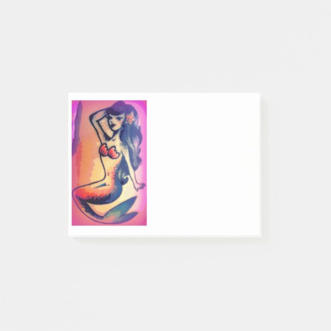 Post-it® beauté de sirène aux cheveux foncés (Devant)