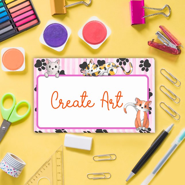 Post-it® Beautifu Couleur rose avec pattes chatons mignons  (Créateur téléchargé)