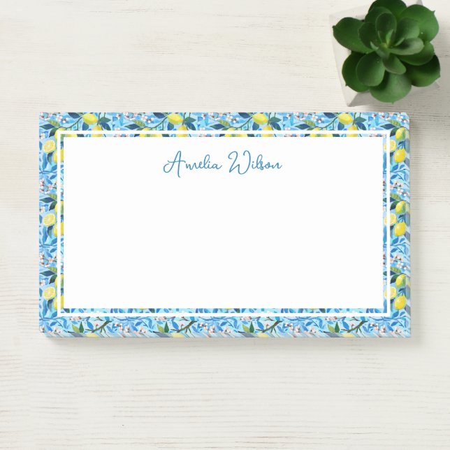 Post-it® Beautiful Pattern of Vibrant Lemons Personalized (Bureau)