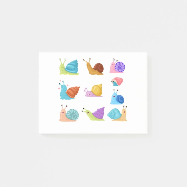 Post-it® Beautifully Illustrated Snails Cartoon Snail Lover (Devant)