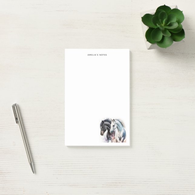 Post-it® Beaux Chevaux en Aquarelle (Bureau)