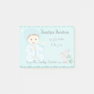 Post-it® Bébé bébé garçon en bleu avec fleurs