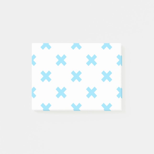 Post-it® Bébé bleu croix coutures sur blanc (Devant)