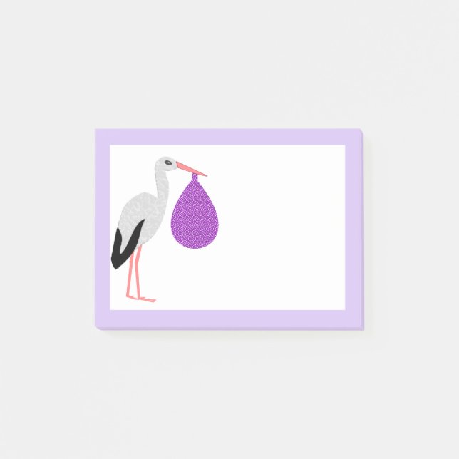 Post-it® Bébé Cigogne genre neutre Violet (Devant)