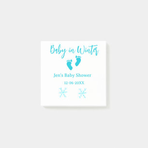 Post-it® Bébé en hiver baby shower bleu bébé pieds snowflak