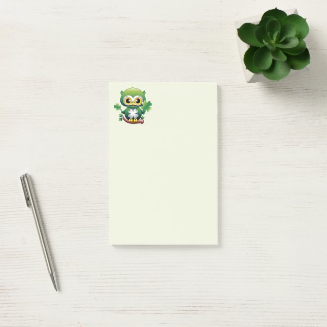 Post-it® Bébé Hibou Mignon St Patrick Dessin Animé (Bureau)