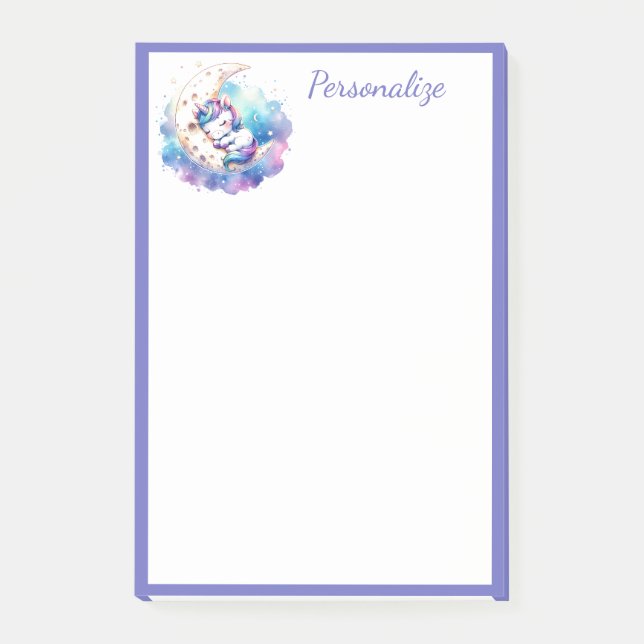 Post-it® Bébé Licorne Mignonne Endormie sur la Lune Personn (Devant)