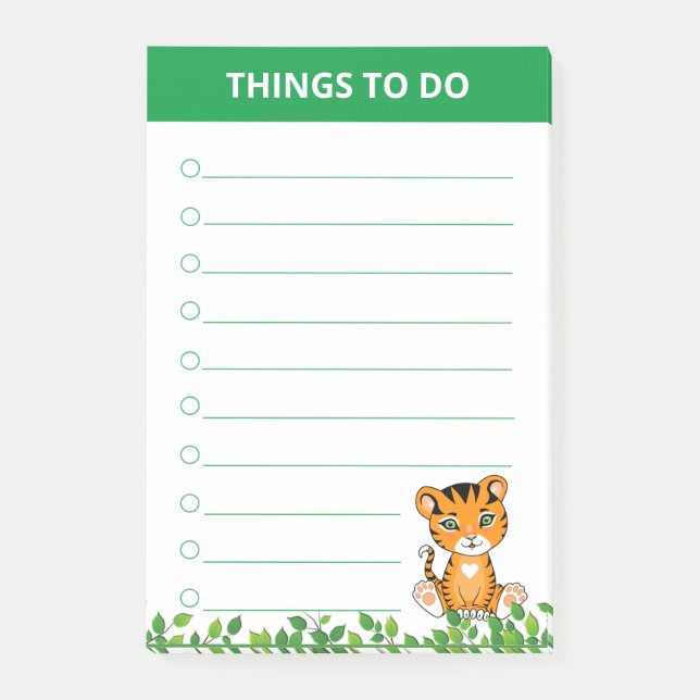 Post-it® Bébé Tigre Sauvage & Feuilles de Plantes Choses à  (Devant)