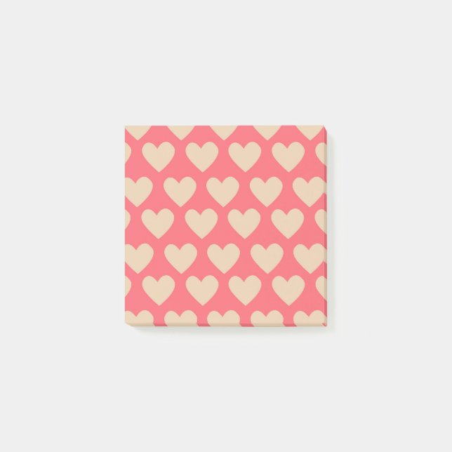 Post-it® Beige Rouge mignon Simple Motif de coeur (Devant)