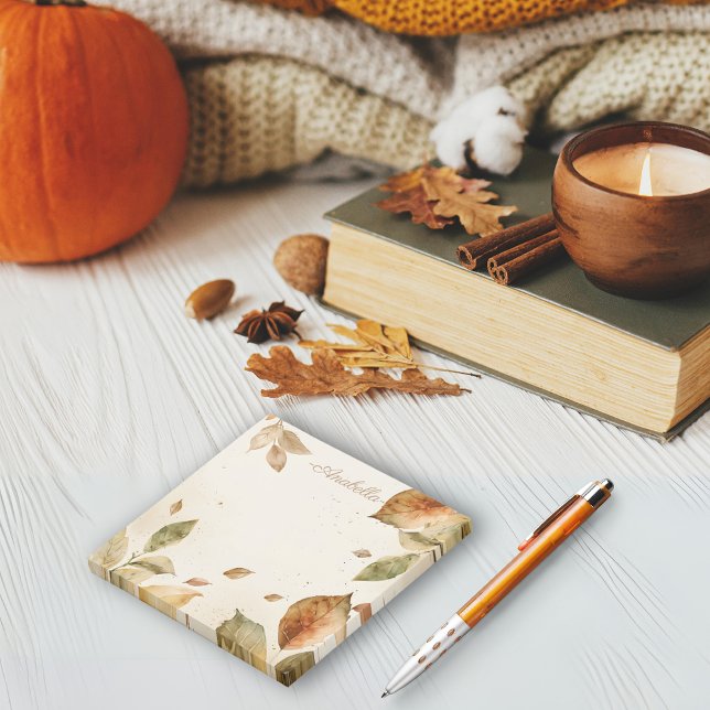 Post-it® Beige rustique Brown simple feuille décroissant (Boho dark Fall theme warm coffee custom Notes)