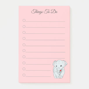 Post-it® Bel Éléphant Tenant un Cœur Choses à Faire Po