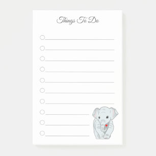 Post-it® Bel Éléphant Tenant un Cœur Choses à Faire Po