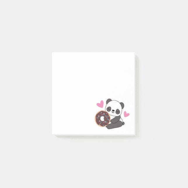 Post-it® Belle Animal Panda Ours Coeur Rose Donut (Devant)