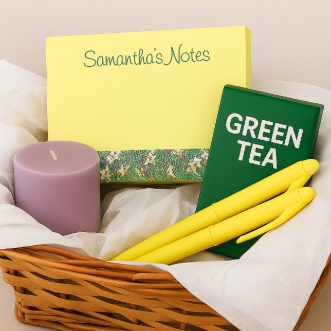 Post-it® Belle conception florale jaune avec bordure Lily (Créateur téléchargé)