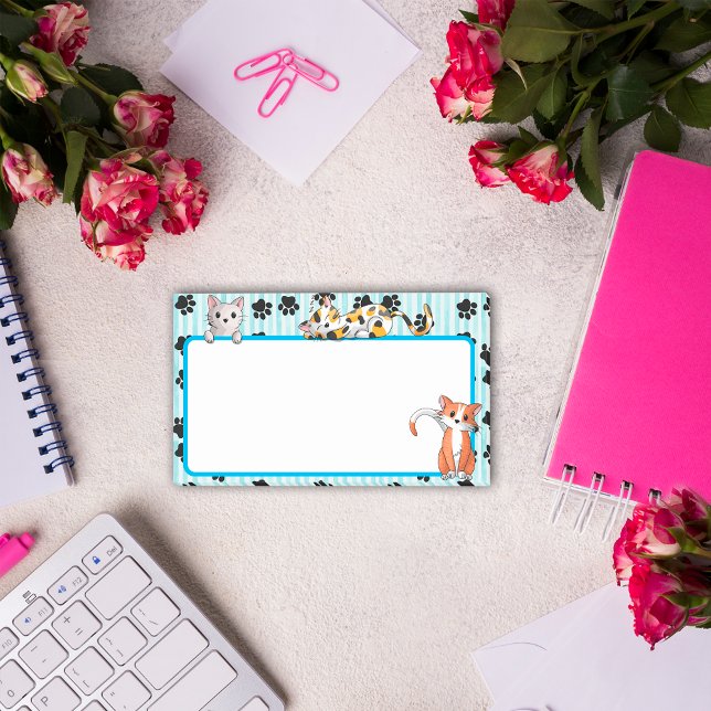 Post-it® Belle couleur Bleue avec pattes chatons mignons 10 (Créateur téléchargé)