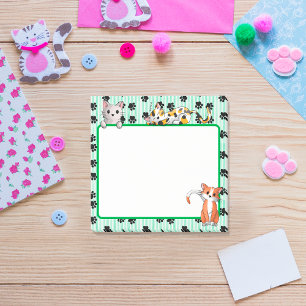 Post-it® Belle couleur verte avec pattes chatons mignons