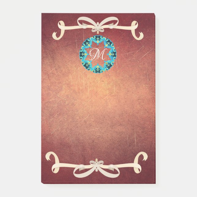 Post-it® Belle Cravate de Bow victorienne avec Monogramme (Devant)