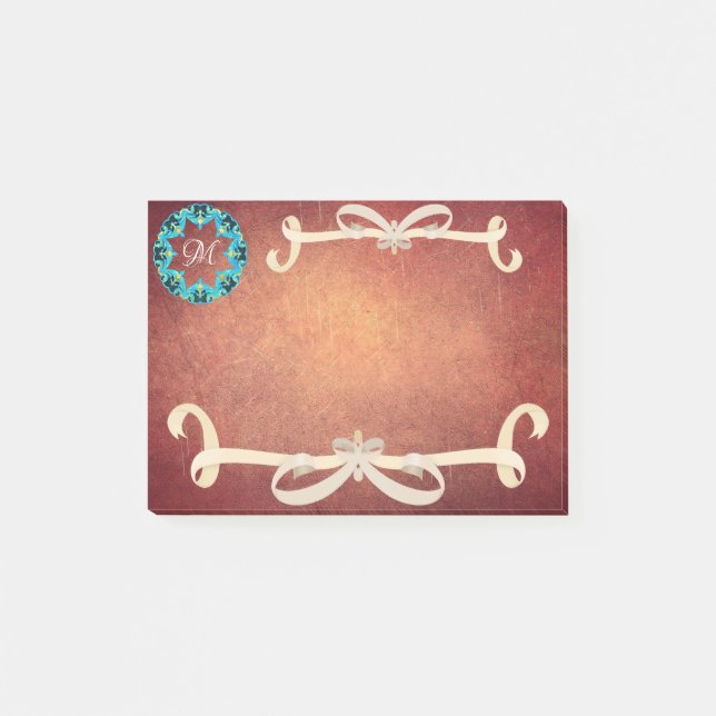 Post-it® Belle Cravate de Bow victorienne avec Monogramme (Devant)