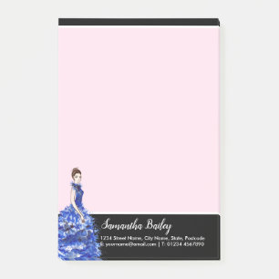 Post-it® Belle Dame avec une Robe Bleue Brillante de Mode