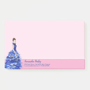Post-it® Belle Dame avec une Robe Bleue Brillante de Mode