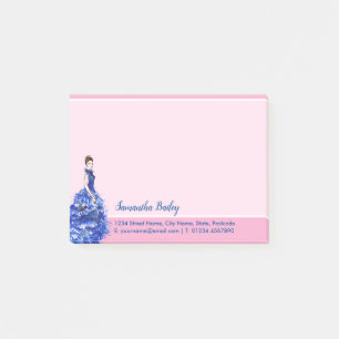 Post-it® Belle Dame avec une Robe Bleue Brillante de Mode