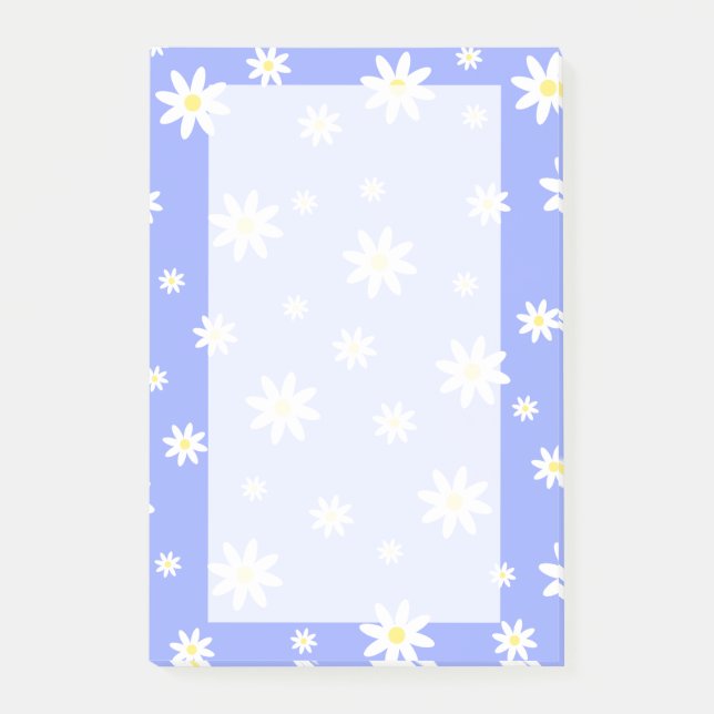 Post-it® Belle et girly pastel bleu et blanc marguerite mot (Devant)