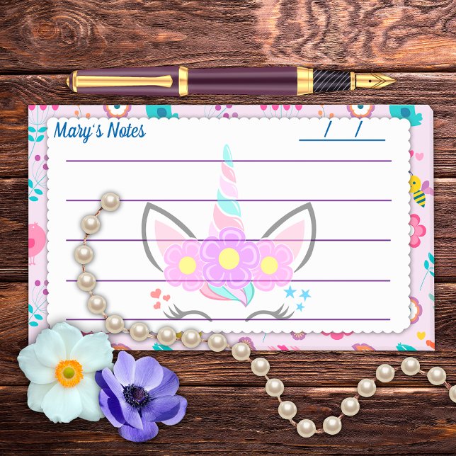 Post-it® Belle licorne rose mignonne arrière - plan 10" x 6 (Créateur téléchargé)